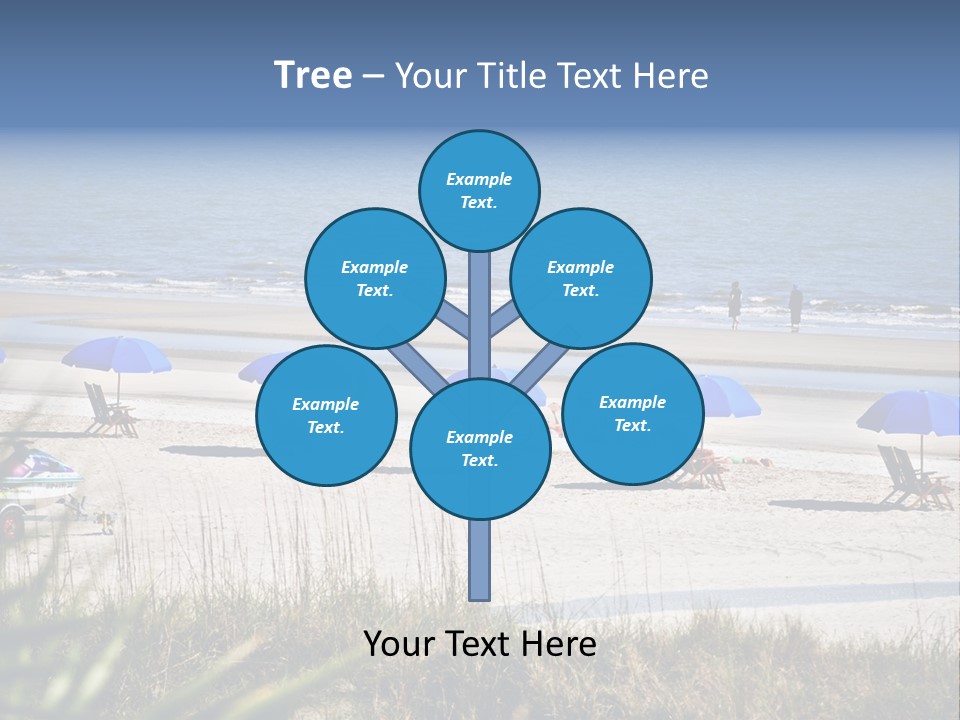 A Group Of Beach Chairs And Umbrellas On A Beach PowerPoint Template