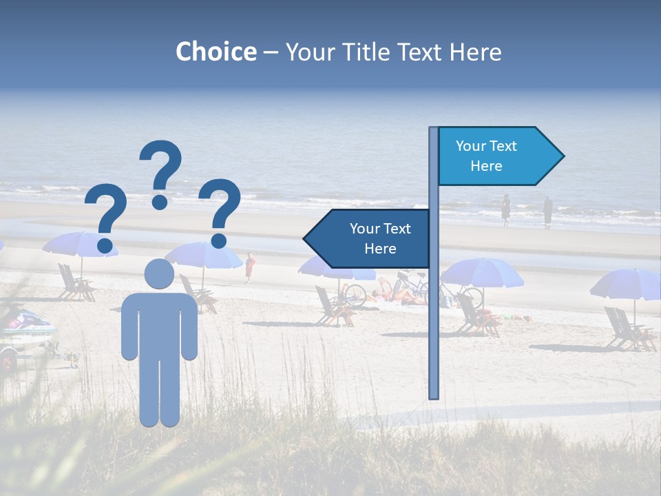 A Group Of Beach Chairs And Umbrellas On A Beach PowerPoint Template
