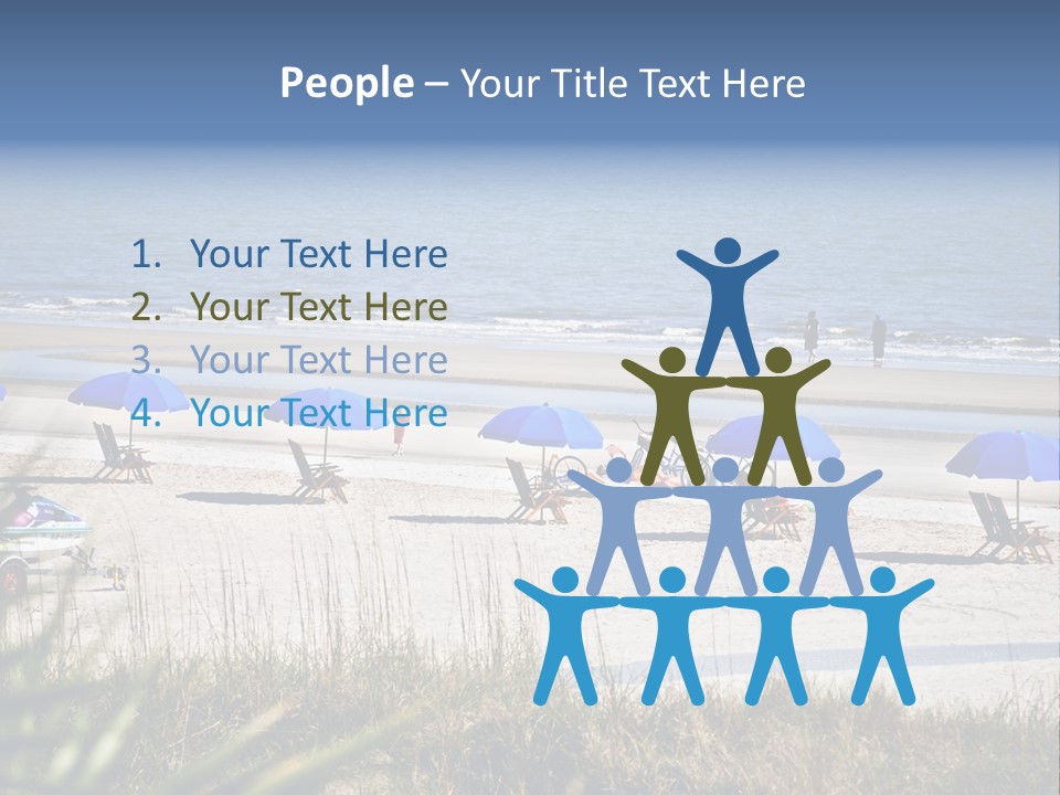 A Group Of Beach Chairs And Umbrellas On A Beach PowerPoint Template