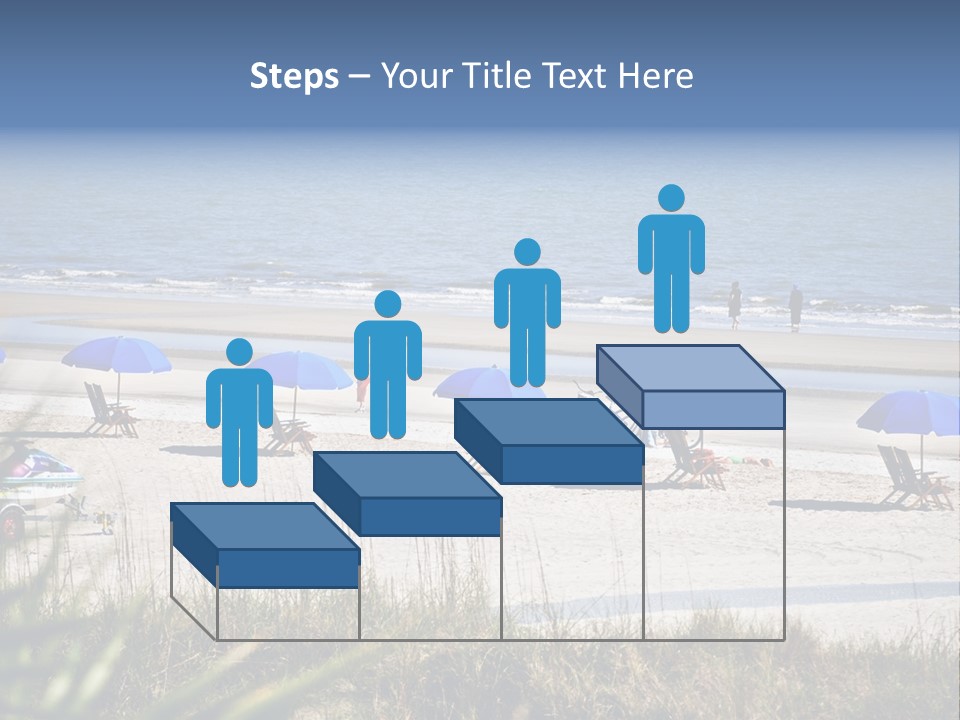 A Group Of Beach Chairs And Umbrellas On A Beach PowerPoint Template