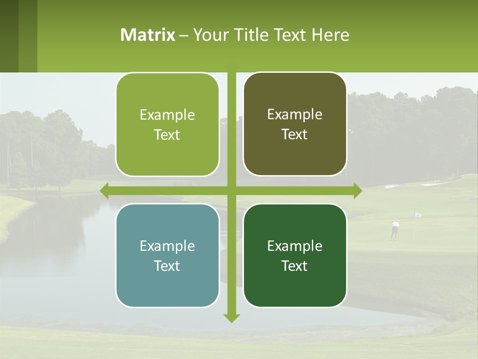 A Golf Course With Water And Trees In The Background PowerPoint Template