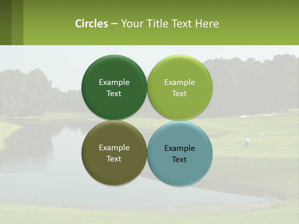 A Golf Course With Water And Trees In The Background PowerPoint Template