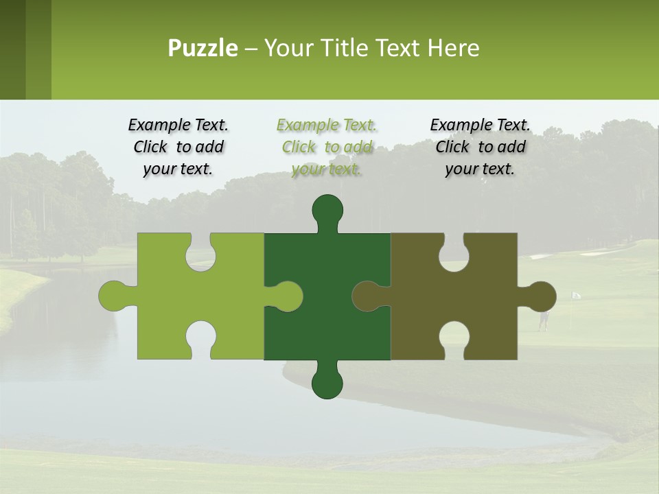 A Golf Course With Water And Trees In The Background PowerPoint Template