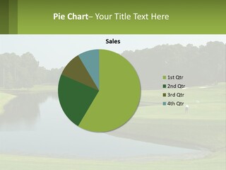 A Golf Course With Water And Trees In The Background PowerPoint Template