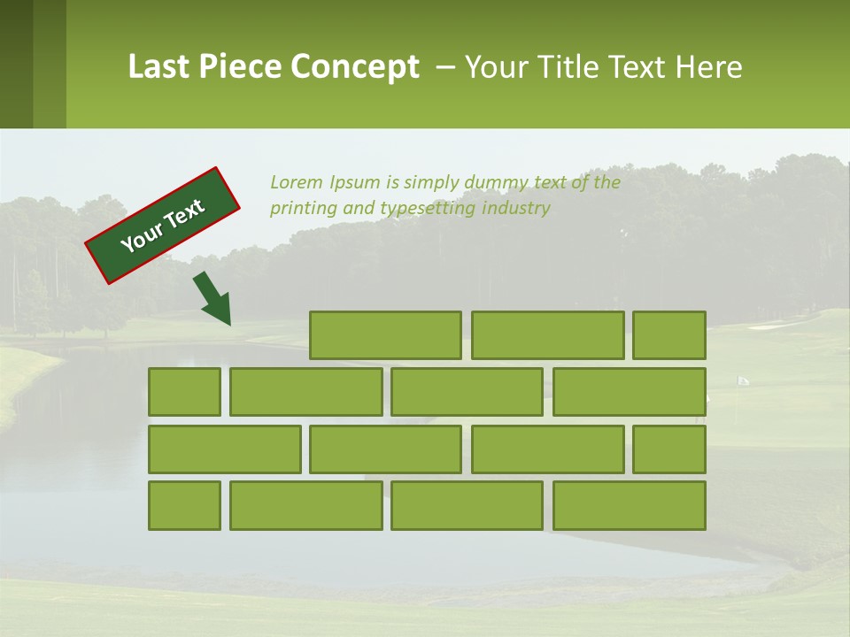 A Golf Course With Water And Trees In The Background PowerPoint Template
