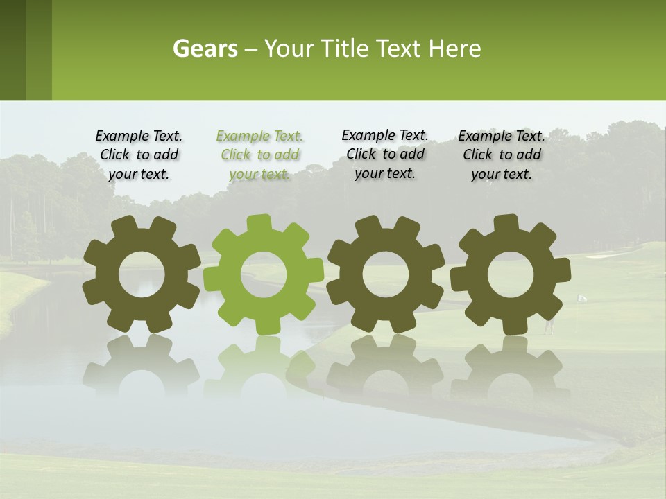 A Golf Course With Water And Trees In The Background PowerPoint Template