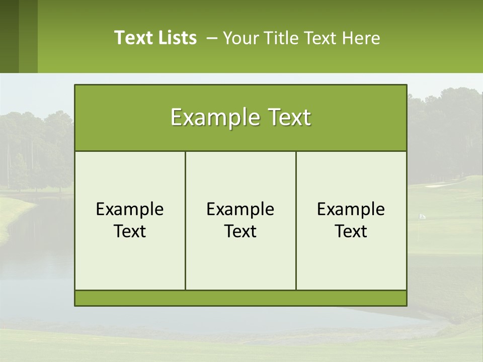 A Golf Course With Water And Trees In The Background PowerPoint Template