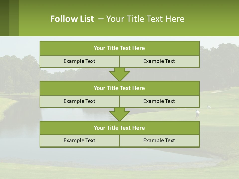 A Golf Course With Water And Trees In The Background PowerPoint Template