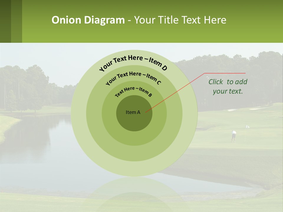 A Golf Course With Water And Trees In The Background PowerPoint Template