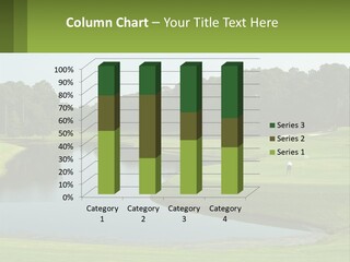A Golf Course With Water And Trees In The Background PowerPoint Template
