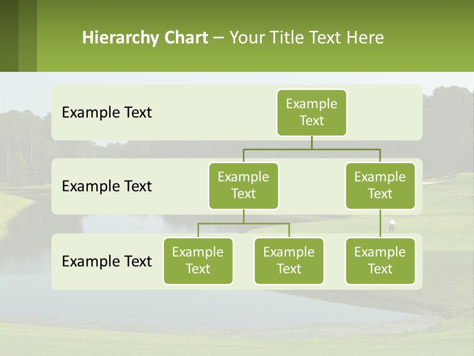 A Golf Course With Water And Trees In The Background PowerPoint Template