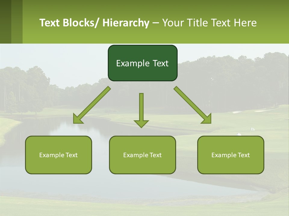 A Golf Course With Water And Trees In The Background PowerPoint Template