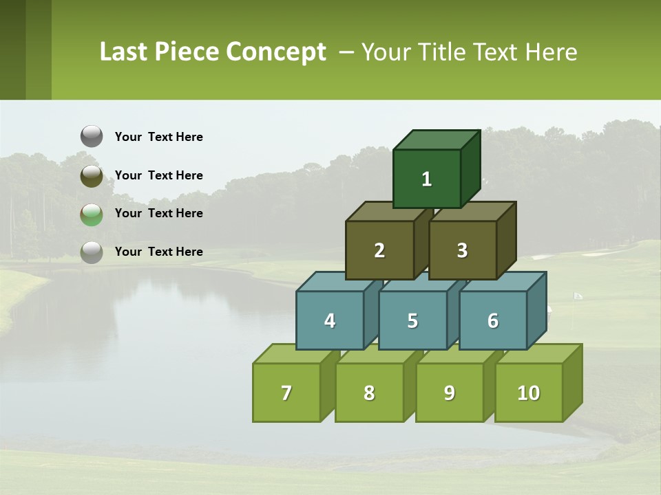 A Golf Course With Water And Trees In The Background PowerPoint Template