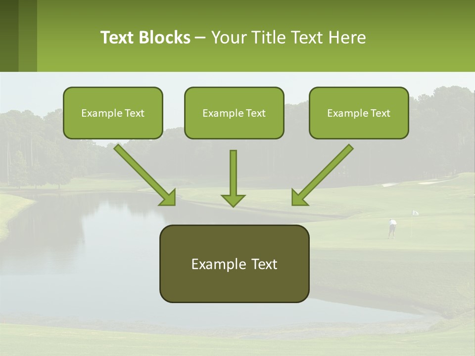 A Golf Course With Water And Trees In The Background PowerPoint Template