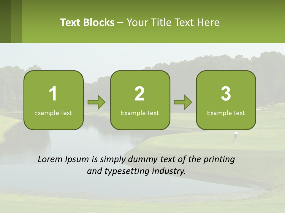 A Golf Course With Water And Trees In The Background PowerPoint Template