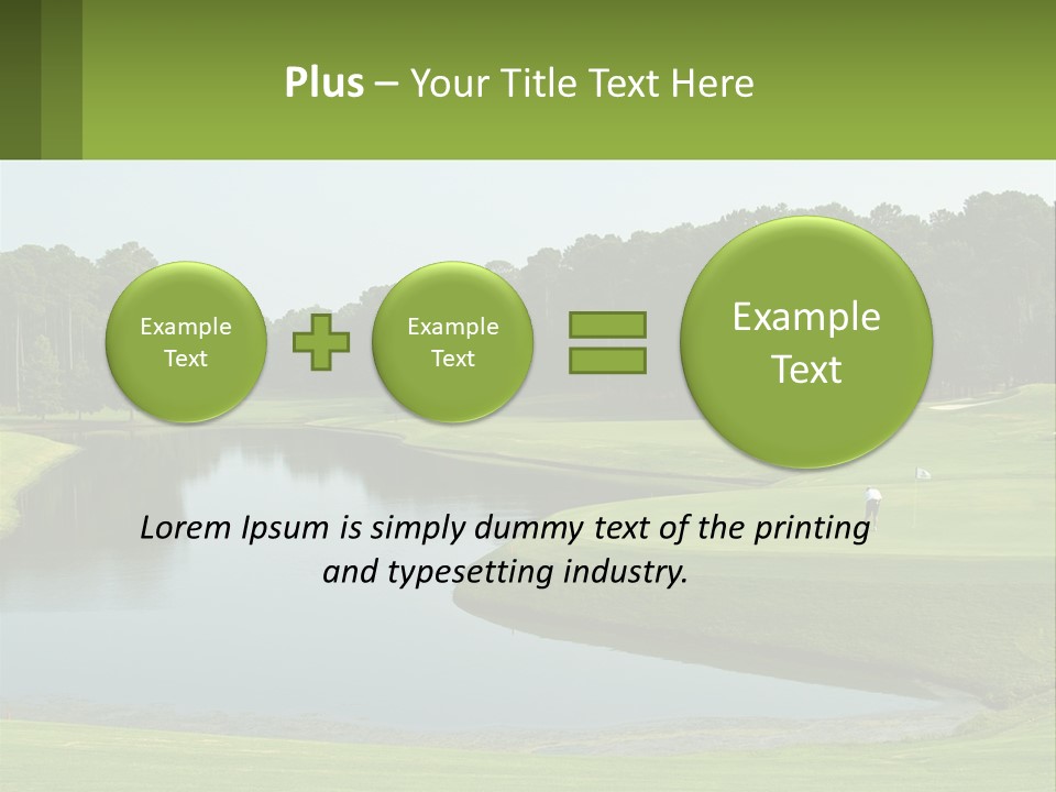 A Golf Course With Water And Trees In The Background PowerPoint Template