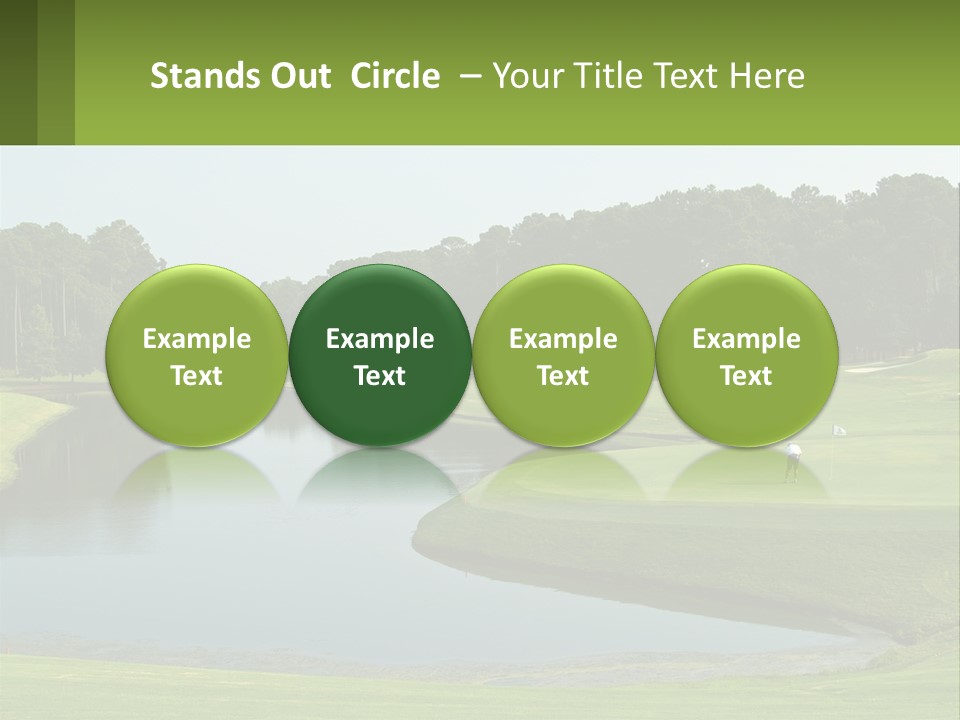 A Golf Course With Water And Trees In The Background PowerPoint Template