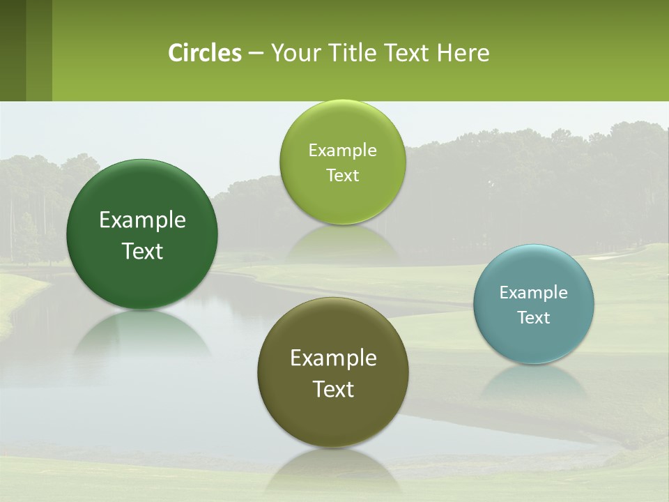 A Golf Course With Water And Trees In The Background PowerPoint Template