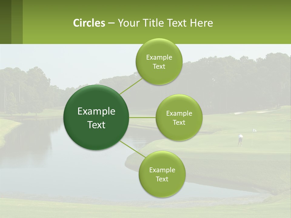 A Golf Course With Water And Trees In The Background PowerPoint Template