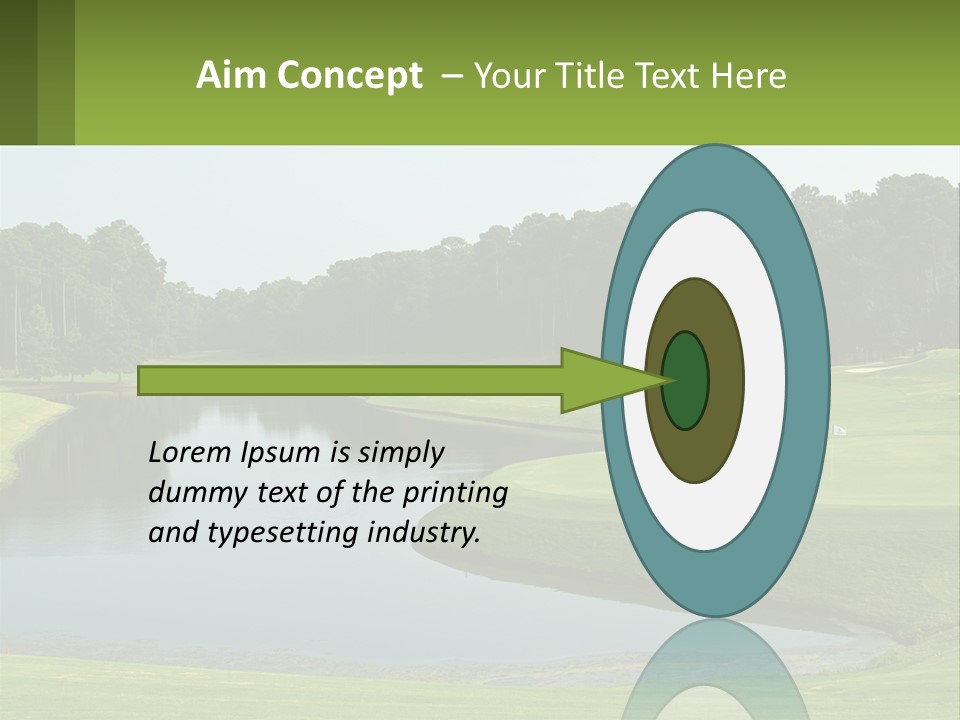 A Golf Course With Water And Trees In The Background PowerPoint Template
