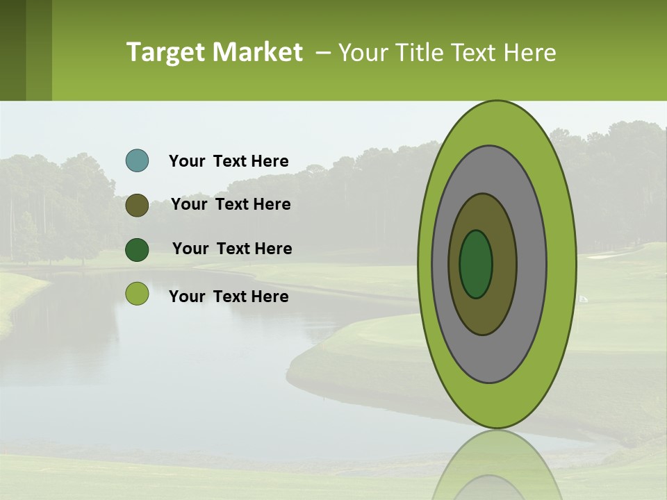 A Golf Course With Water And Trees In The Background PowerPoint Template