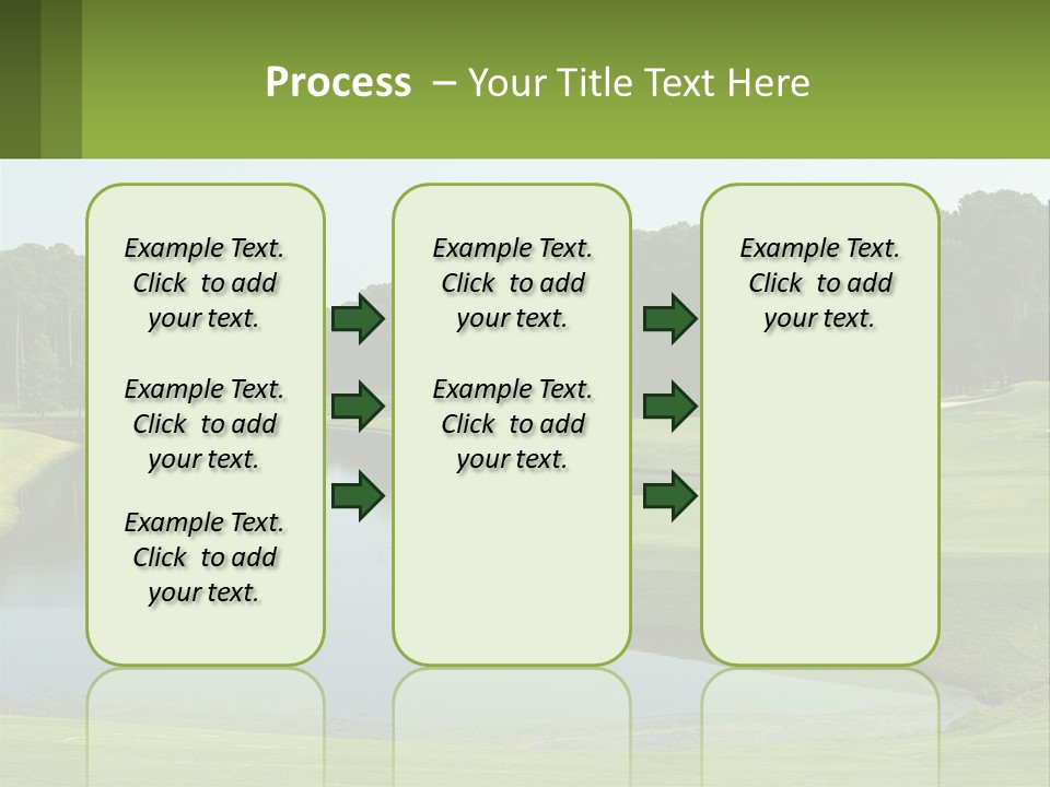 A Golf Course With Water And Trees In The Background PowerPoint Template