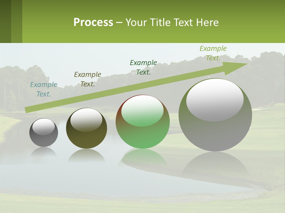 A Golf Course With Water And Trees In The Background PowerPoint Template