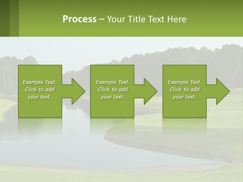 A Golf Course With Water And Trees In The Background PowerPoint Template