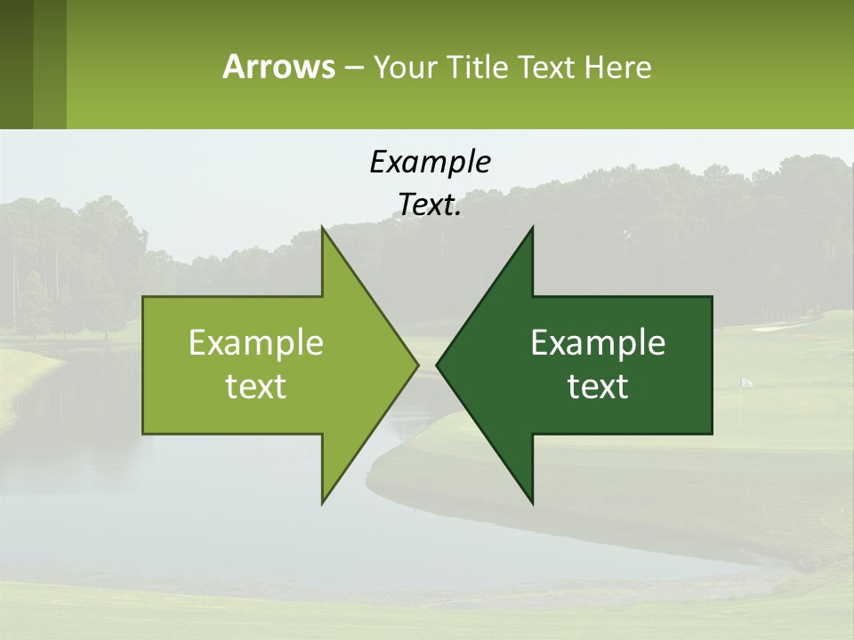 A Golf Course With Water And Trees In The Background PowerPoint Template