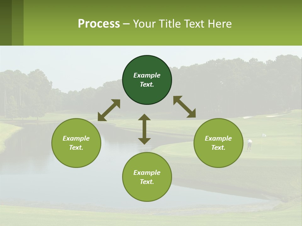 A Golf Course With Water And Trees In The Background PowerPoint Template