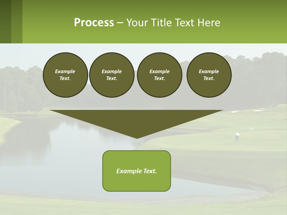 A Golf Course With Water And Trees In The Background PowerPoint Template
