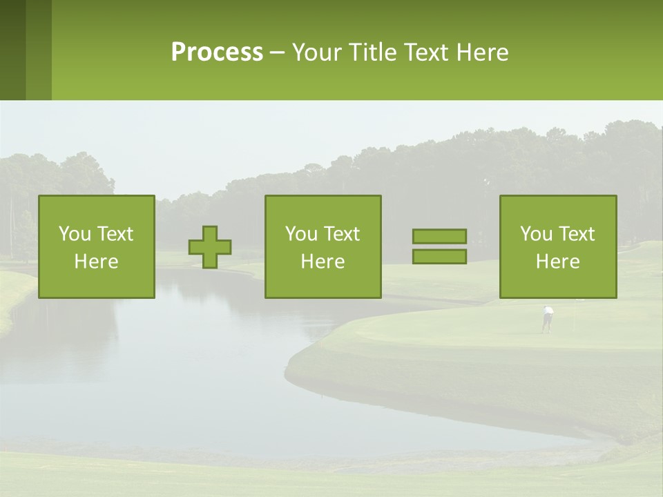 A Golf Course With Water And Trees In The Background PowerPoint Template