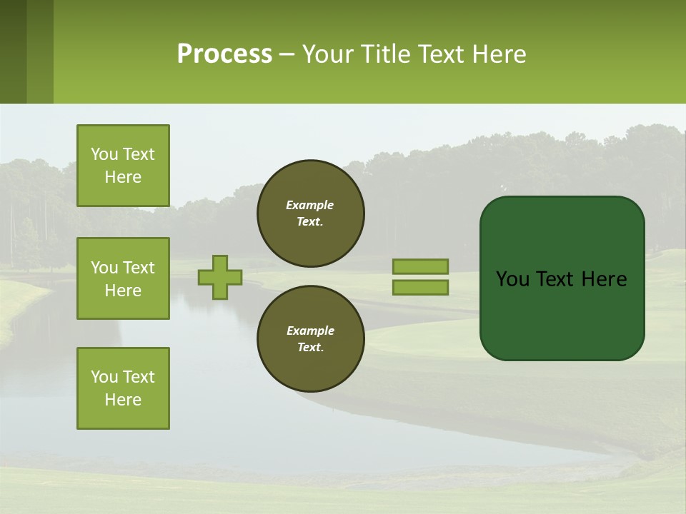 A Golf Course With Water And Trees In The Background PowerPoint Template