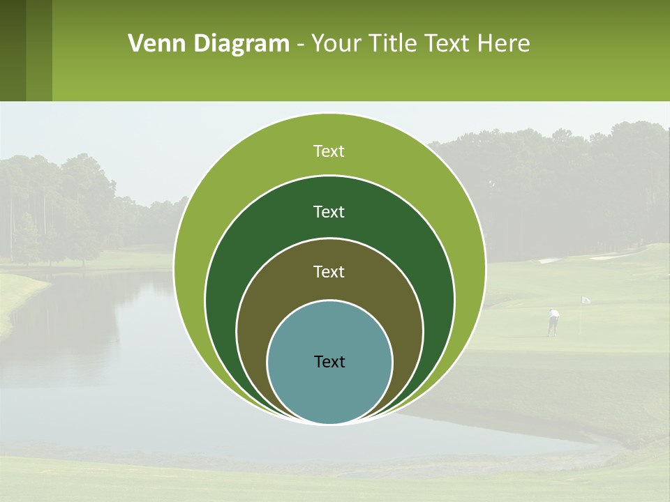 A Golf Course With Water And Trees In The Background PowerPoint Template