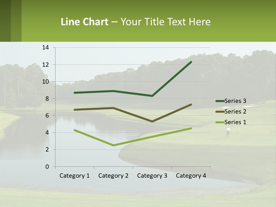 A Golf Course With Water And Trees In The Background PowerPoint Template