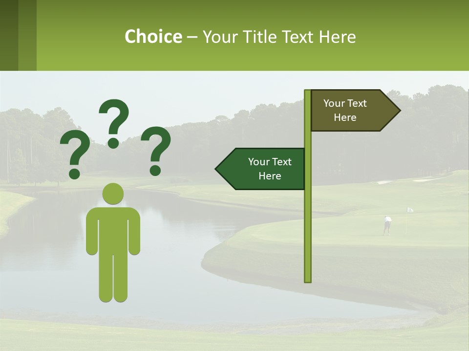 A Golf Course With Water And Trees In The Background PowerPoint Template