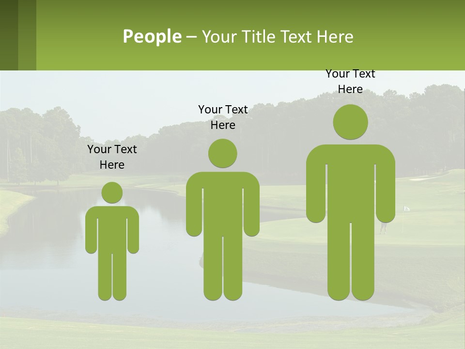 A Golf Course With Water And Trees In The Background PowerPoint Template