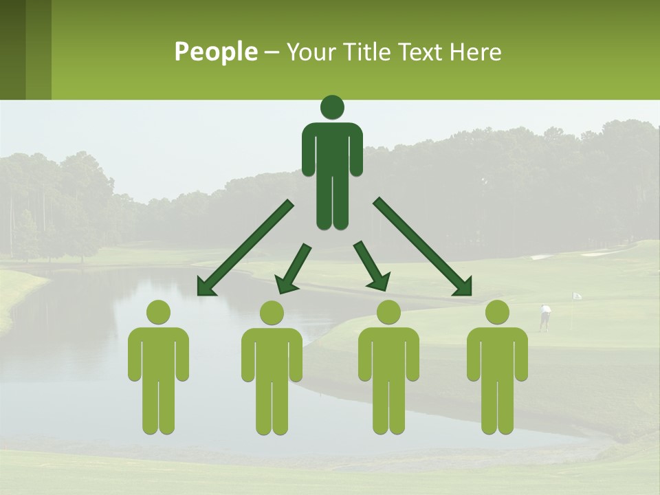 A Golf Course With Water And Trees In The Background PowerPoint Template