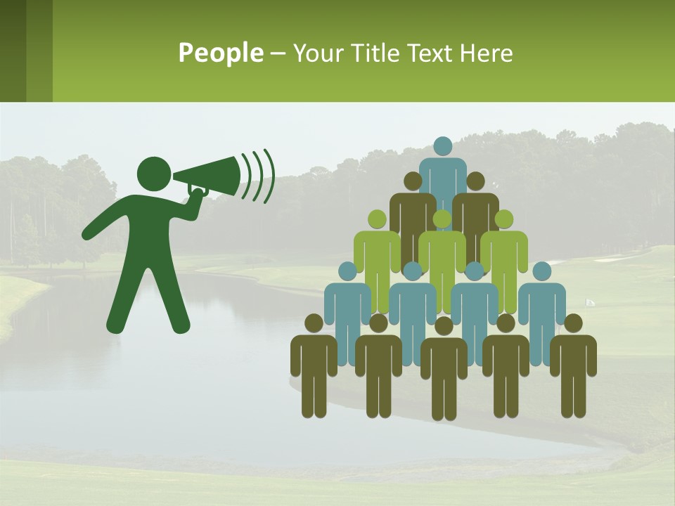 A Golf Course With Water And Trees In The Background PowerPoint Template