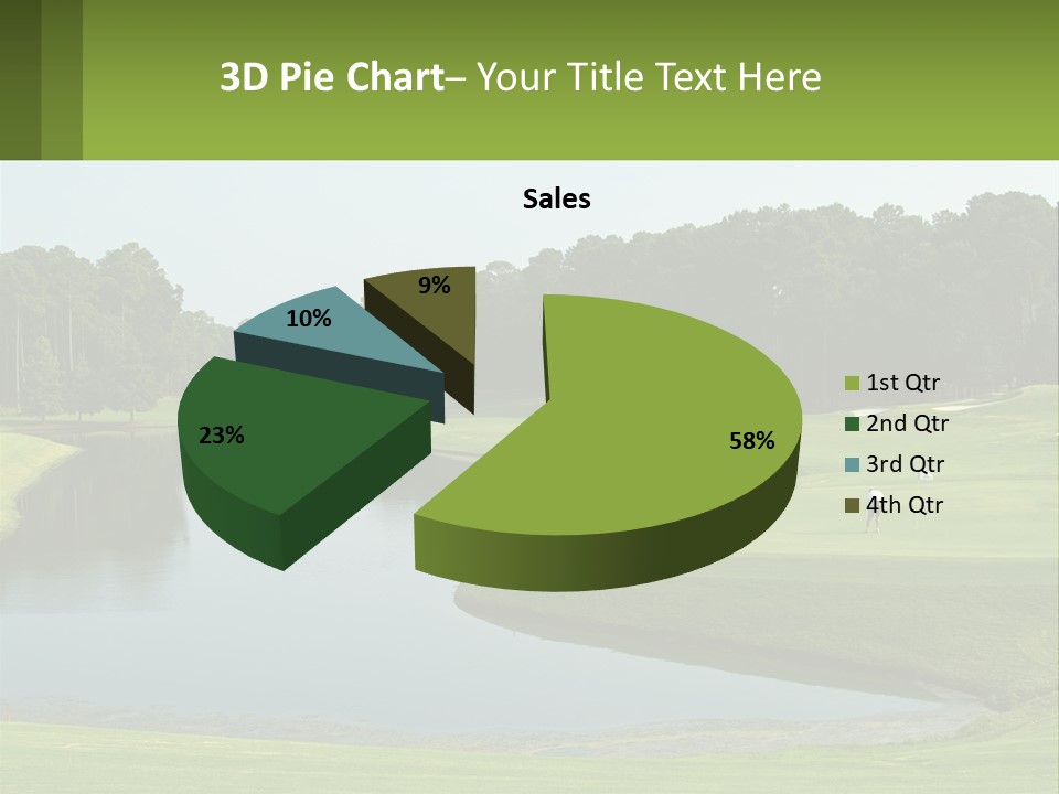 A Golf Course With Water And Trees In The Background PowerPoint Template