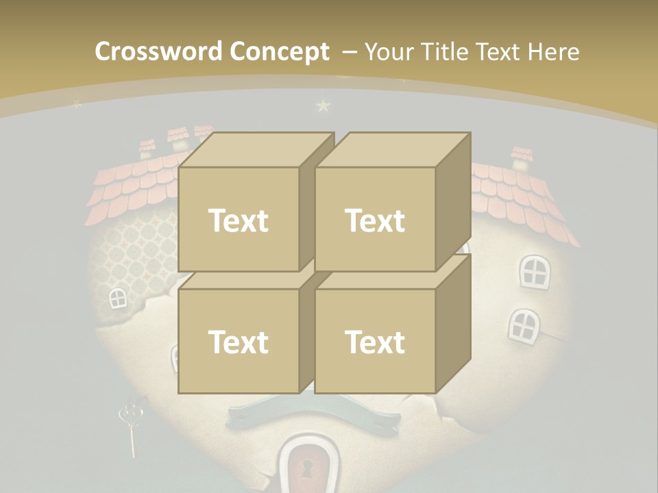 A Heart Shaped House With A Key In It PowerPoint Template