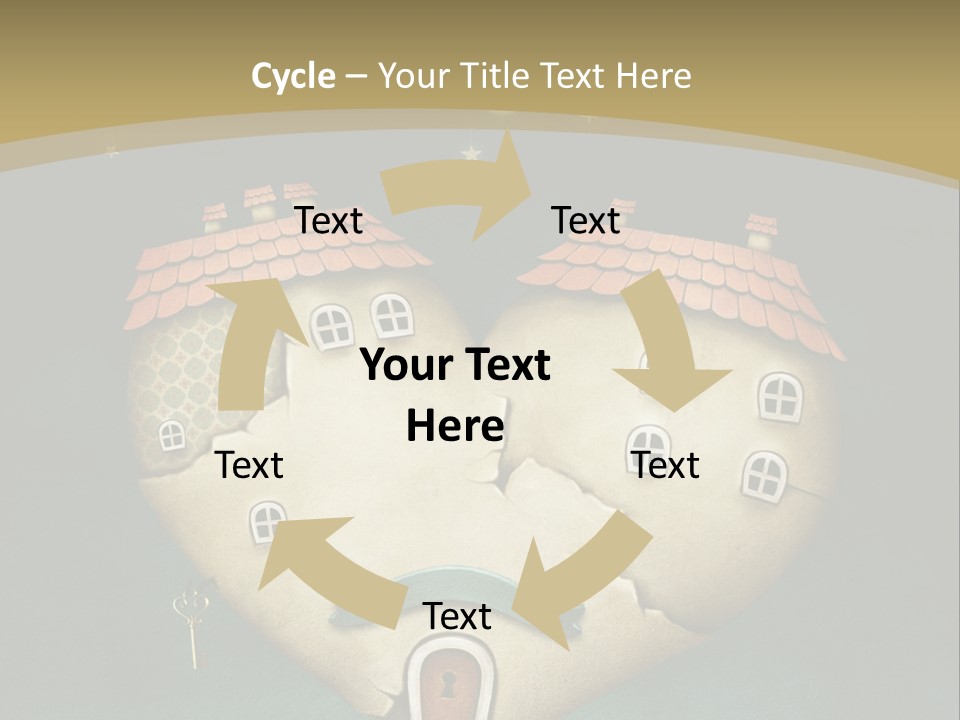 A Heart Shaped House With A Key In It PowerPoint Template