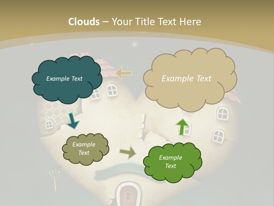 A Heart Shaped House With A Key In It PowerPoint Template