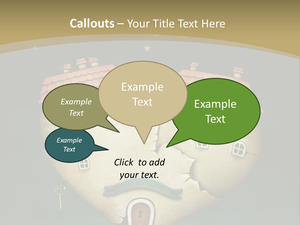 A Heart Shaped House With A Key In It PowerPoint Template