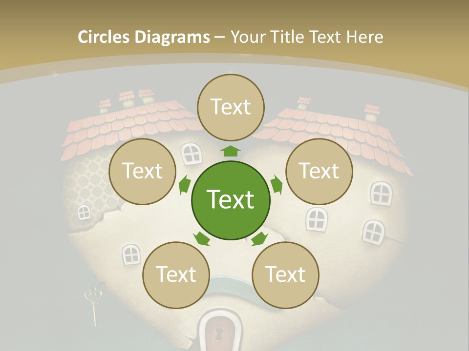 A Heart Shaped House With A Key In It PowerPoint Template