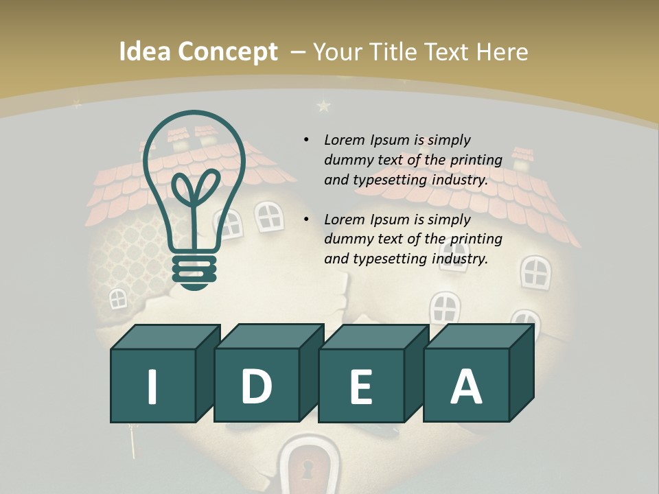 A Heart Shaped House With A Key In It PowerPoint Template