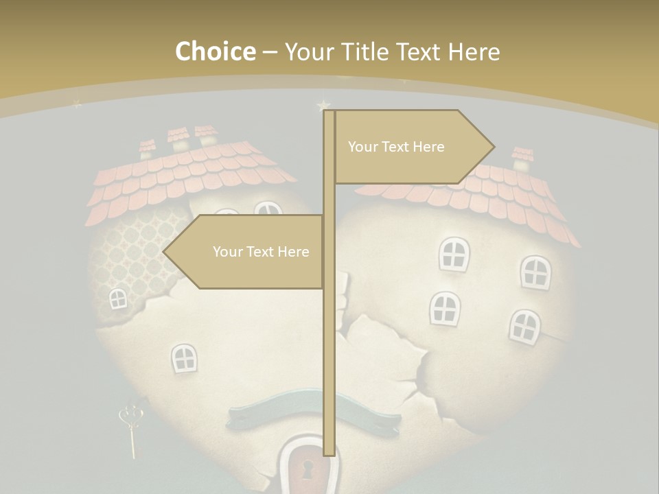 A Heart Shaped House With A Key In It PowerPoint Template