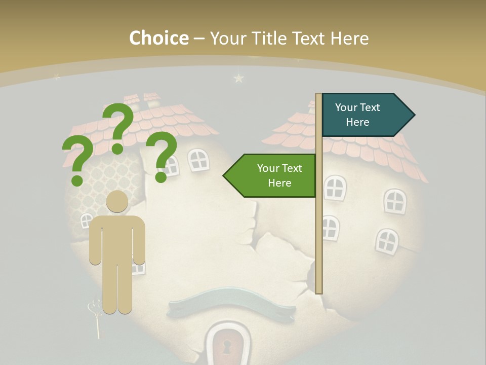 A Heart Shaped House With A Key In It PowerPoint Template