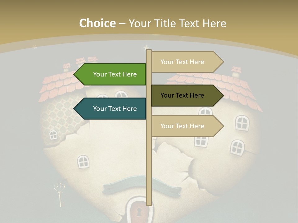 A Heart Shaped House With A Key In It PowerPoint Template