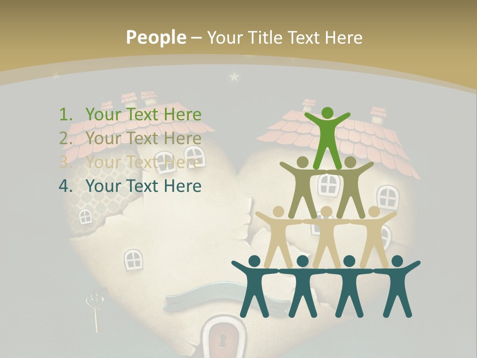 A Heart Shaped House With A Key In It PowerPoint Template